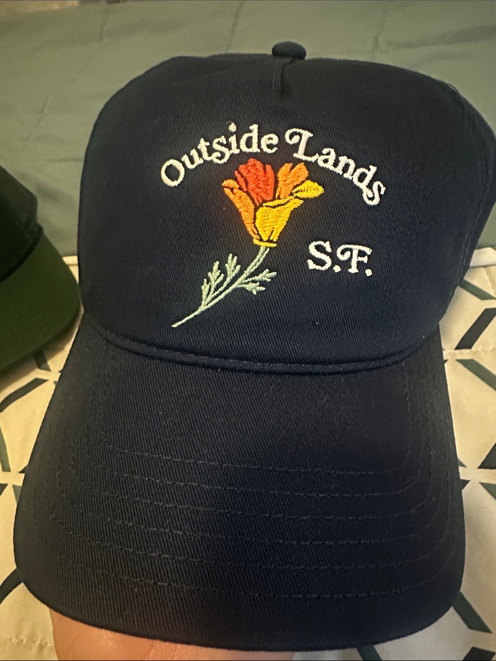 Outside lands Navy dad hat with Orange Flower